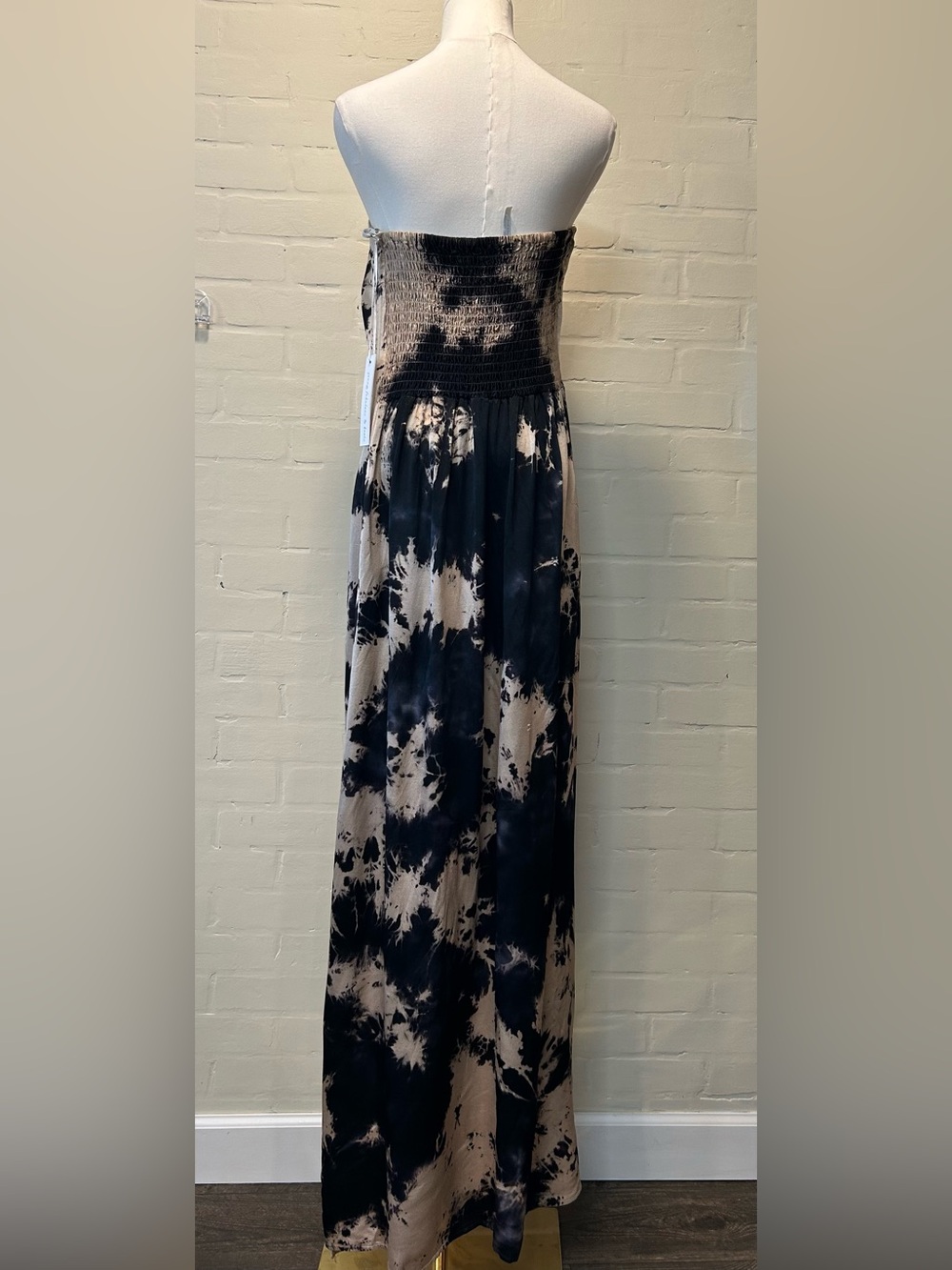 Young Fabulous & Broke Strapless Black Tan Tie Dye Maxi Dress Size L Boho Y2K - Picture 7 of 12